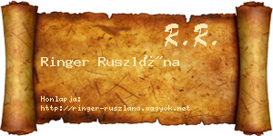Ringer Ruszlána névjegykártya